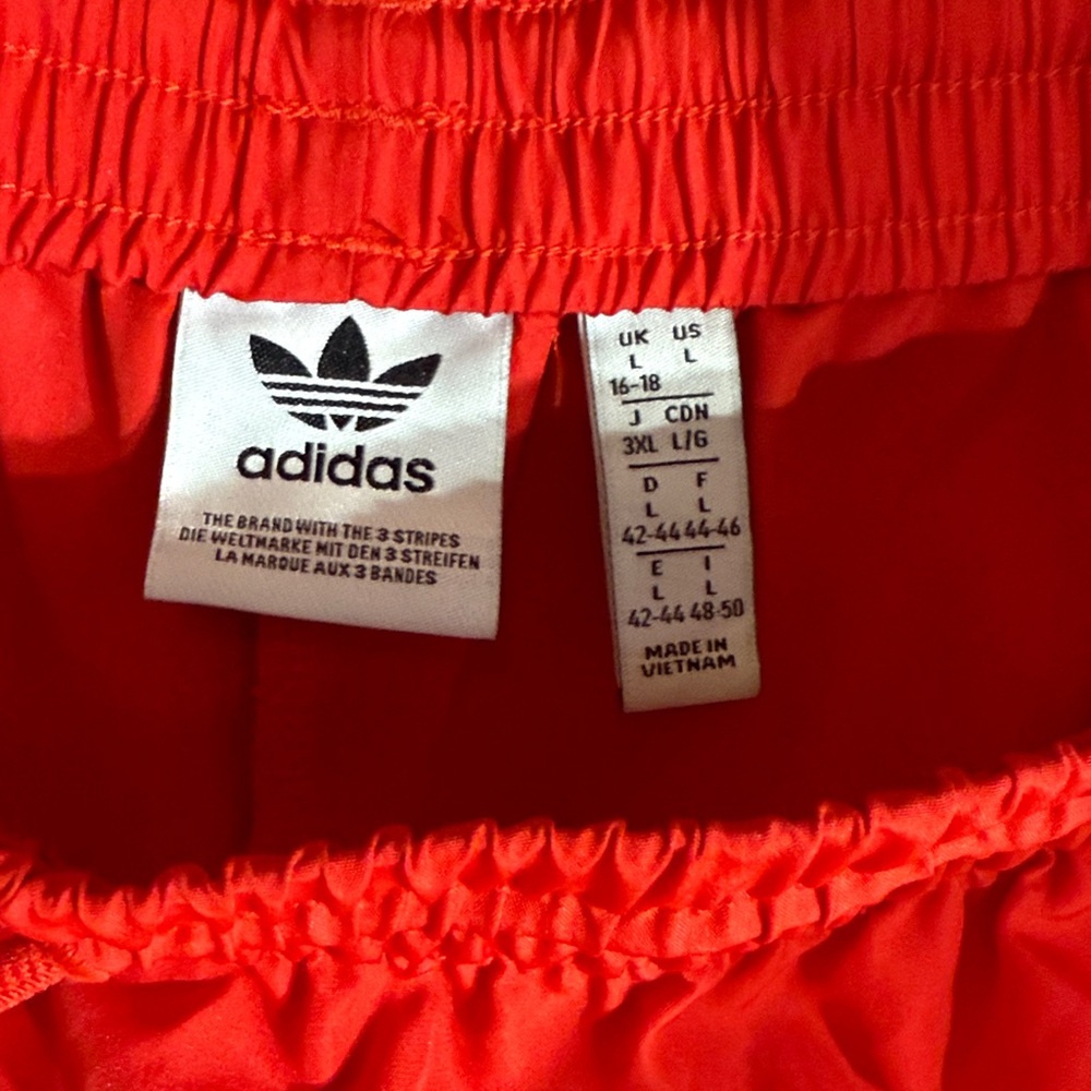 Adidas Womens Wide Red Jogger with White Stripes - Picture 3 of 4